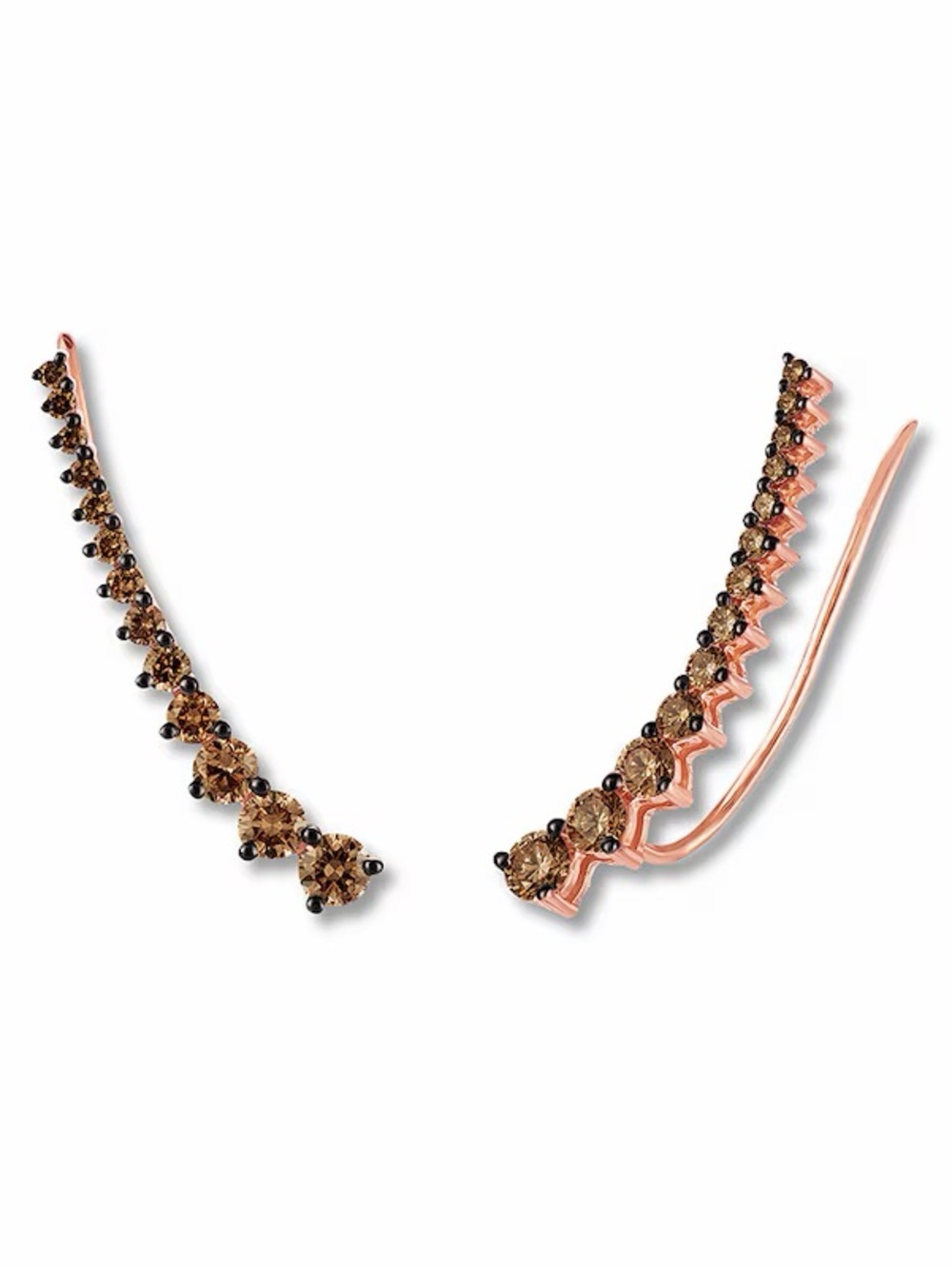 Le Vian 14K Rose Gold 7/8 Carat Natural Chocolate Diamond Climber Earrings Pair